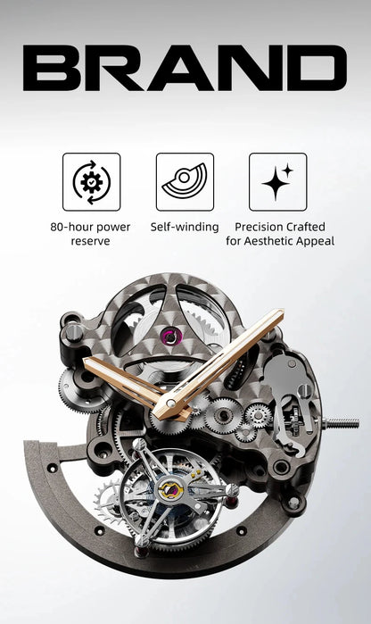 BONEST GATTI Brand BG7004 Mechanical Wristwatches Automatic Movement Luxury Sapphire Watches Skeleton Watches For Men