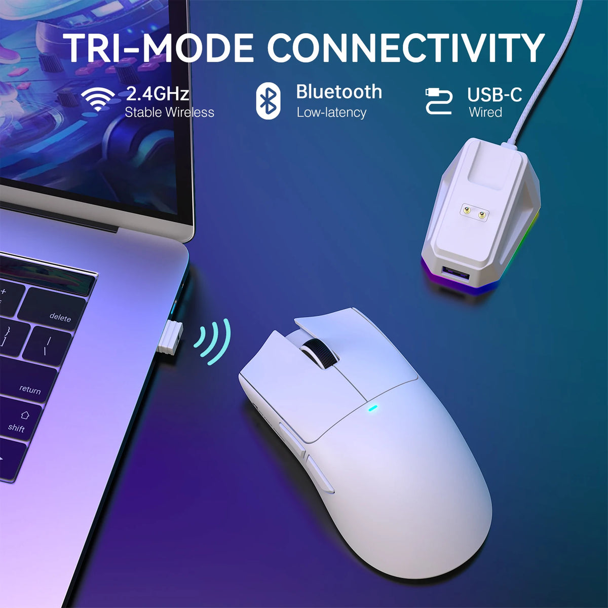 ATTACK SHARK X11 Lightweight Wireless Gaming Mouse, 22K DPI RGB Gaming Mouse with PAW3311 Optical Sensor, Tri-Mode Rechargeable Gaming Mouse