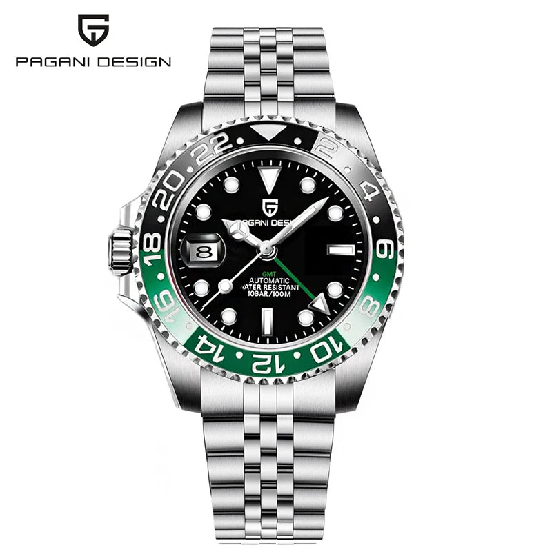 PAGANI DESIGN V3 PD-1662 GMT Watches Men's Luxury Sapphire Automatic Mechanical Watch 40MM Stainless Steel 100M Waterproof Watch
