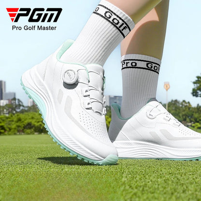PGM Women Golf Shoes Summer Breathable Knob Shoelaces Height Increase Anti Slip Korean Outdoor Sports Sneakers XZ417