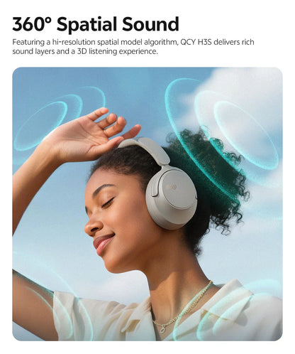 QCY H3S – Adaptiver ANC-Over-Ear-Bluetooth 6.0-Kopfhörer mit -56dB – Hi-Res LDAC Wireless-Headset, 102H Akku, räumlicher Klang mit Dual-Treiber