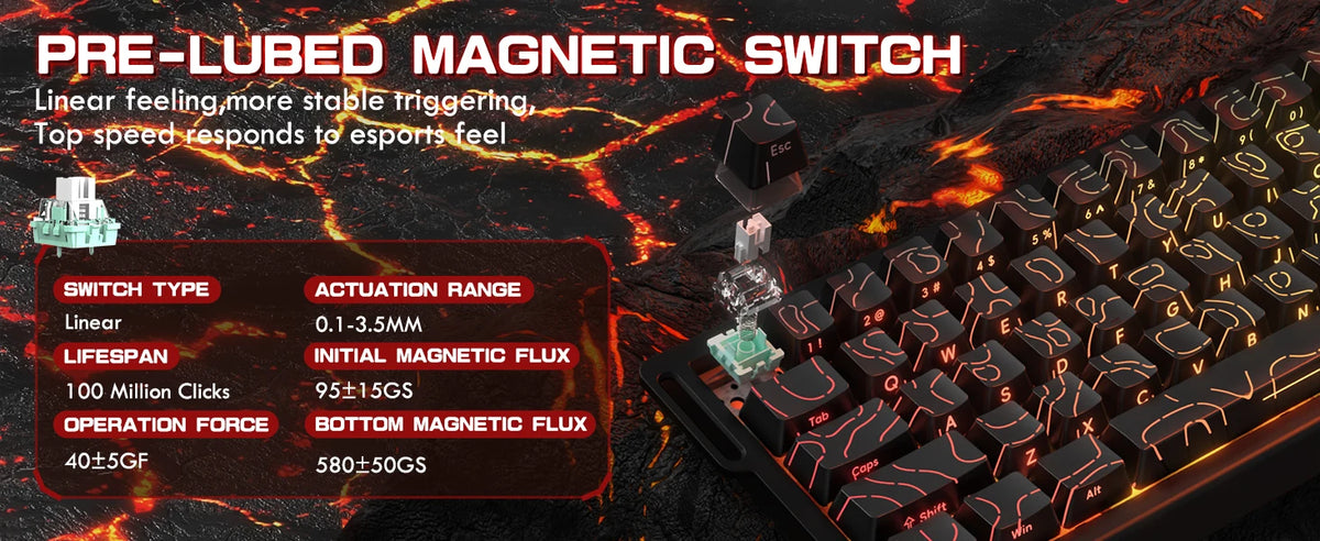 ATTACK SHARK X68PRO HE Wireless Rapid Trigger Gaming Keyboard, 60% Hall Effect Magnetic Keyboard, Tri-Mode Mechanical Gaming Keyboard with 8K Polling Rate & Adjustable Actuation