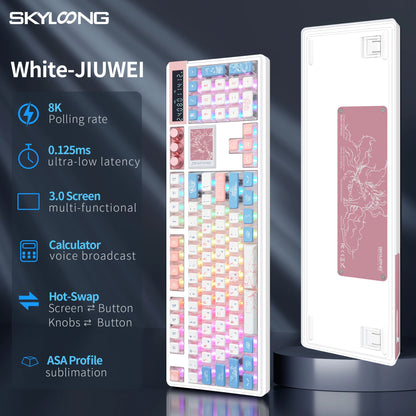 Teclado mecánico inalámbrico SKYLOONG GK104 Pro 100% personalizado, teclado con interruptores intercambiables en caliente de bajo ruido para PC gamer y accesorios de oficina