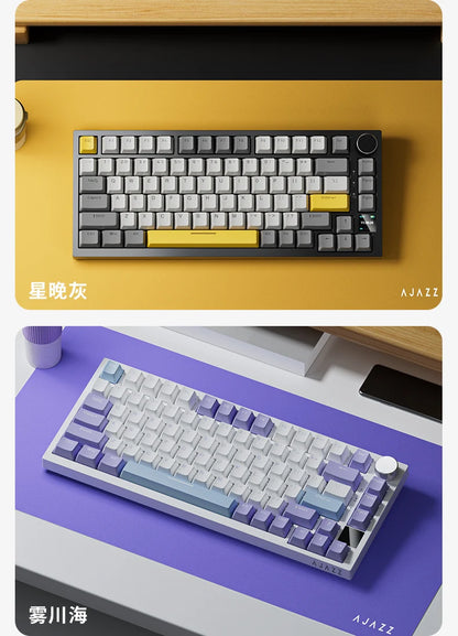 Ajazz AK820/AK820Pro mechanische Gaming-Tastatur Bluetooth 5.1/Wireless/USB-C-kabelgebunden, individuell anpassbare Tastatur mit Drehknopf, Hot-Swapping und Gasket-Mount