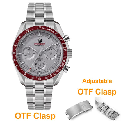 Watchdives WD1863 39mm VK63 Chronograph Watch Vintage Stainless Steel Sapphire OTF Clasp Waterproof Luminous Watches for Men