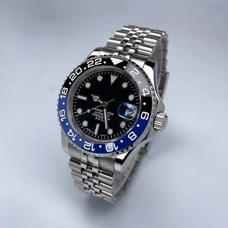 YM Style 40mm Men’s Automatic Watch Sapphire Crystal, Luminous Dial & Rotating Bezel with Jubilee Bracelet