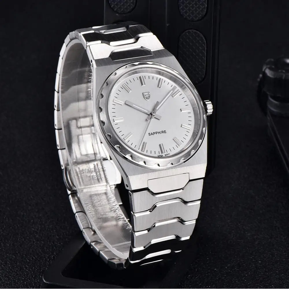PAGANI DESIGN Men's Quartz Watches Ultra-Thin 7mm Series 37mm Sapphire Stainless Steel Waterproof Watches for Man TMI VJ21