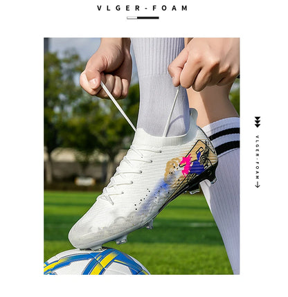 New Men Football Boots Soccer Cleats FG Non-Slip Training Shoes Soccer Shoes Long Spikes Match Ultralight Outdoor Drop Shipping