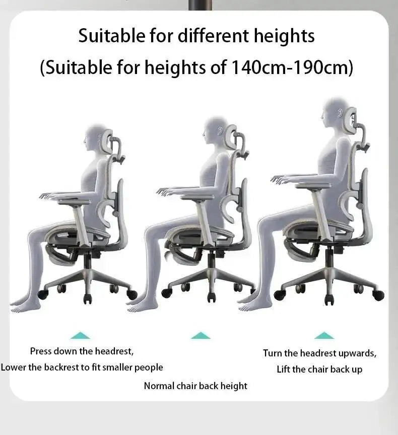 Ergonomic Office Chair with Adjustable Back Support, Mesh Computer Gaming Chair, Lumbar Support Office Chair, Swivel Rolling Desk Chair for Home & Office