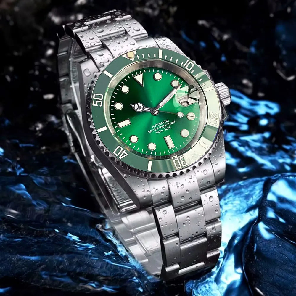 Miyota 8215 PT5000 Stainless Steel 40mm Dive Automatic Men Watch Sapphire Crystal Rotating Bezel Luminous Mechanical Wristwatch
