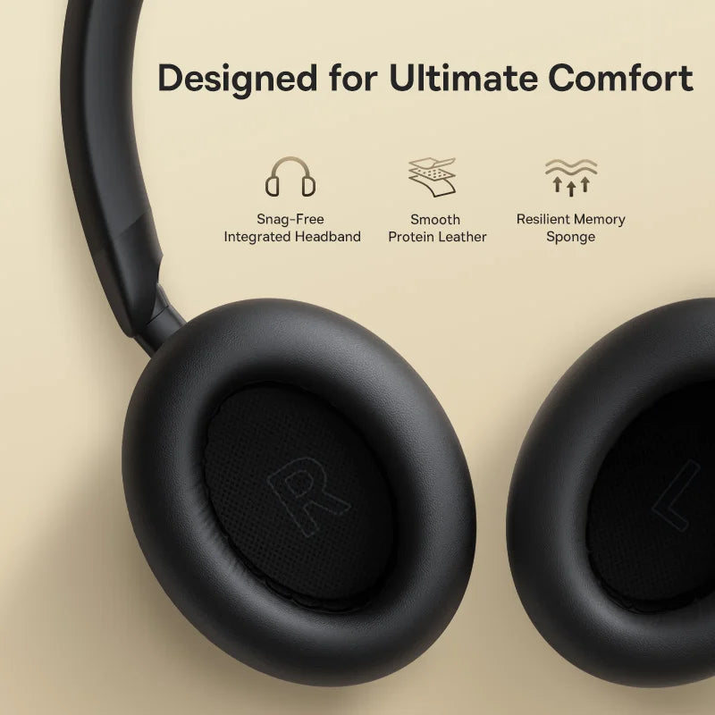 Baseus Bowie MH1 Bluetooth 6.0 Wireless Headphones with 48dB ANC, Hi-Res LDAC Audio, Baseus Bowie MH1 Noise Cancelling Over Ear Headset with 80H Battery