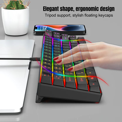 Tastiera gaming 68 tasti USB cablata portatile con retroilluminazione RGB 20, layout coreano, per laptop e computer Windows