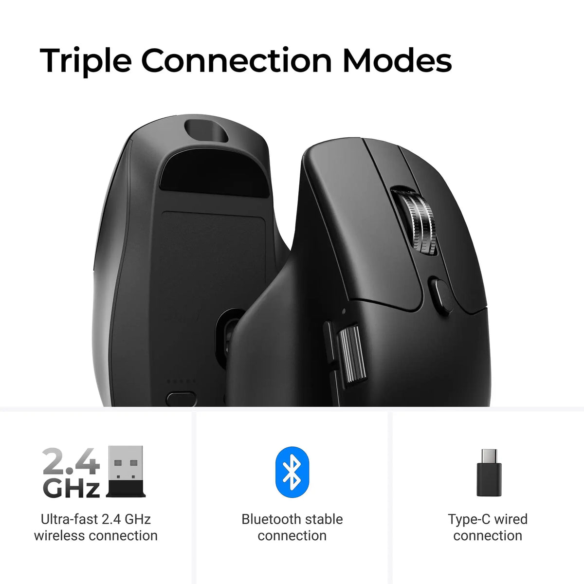 Keychron M6 Wireless Mouse with PixArt 3950 Sensor, 8K Polling Rate, Silent Switches, Dual Scroll Wheels, Bluetooth & 2.4GHz Ergonomic Mouse