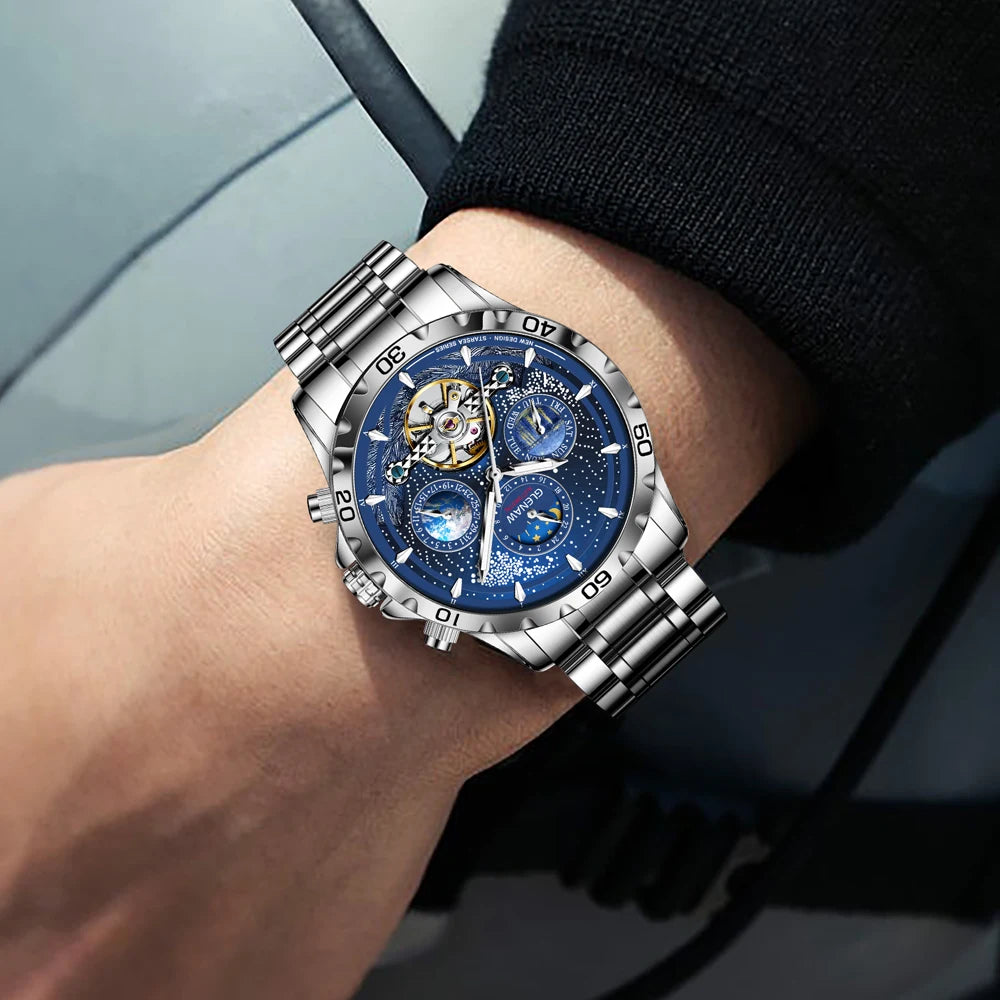 Relógio Masculino GLENAW Design, Marca de Topo, Luxo, Moda e Negócios, Automático, Impermeável, Relógio Mecânico para Homem