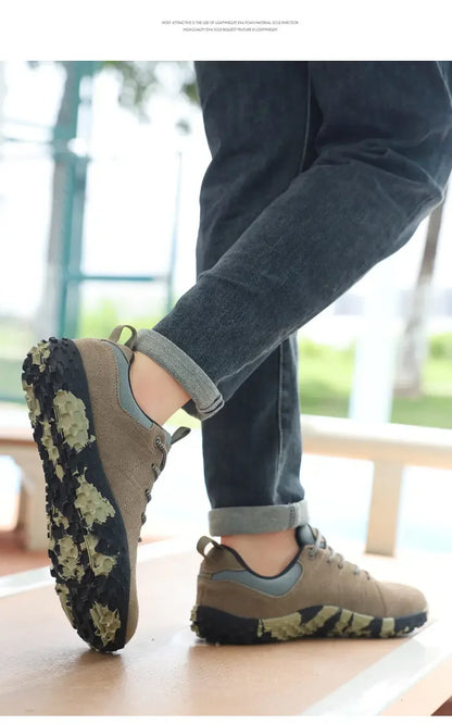 Suede Leather Shoes PU Fabric Wide Toe Shoe Anti Slip Hiking Shoe Workwear Men's Sports Shoes Women's Outdoor Walking Shoes