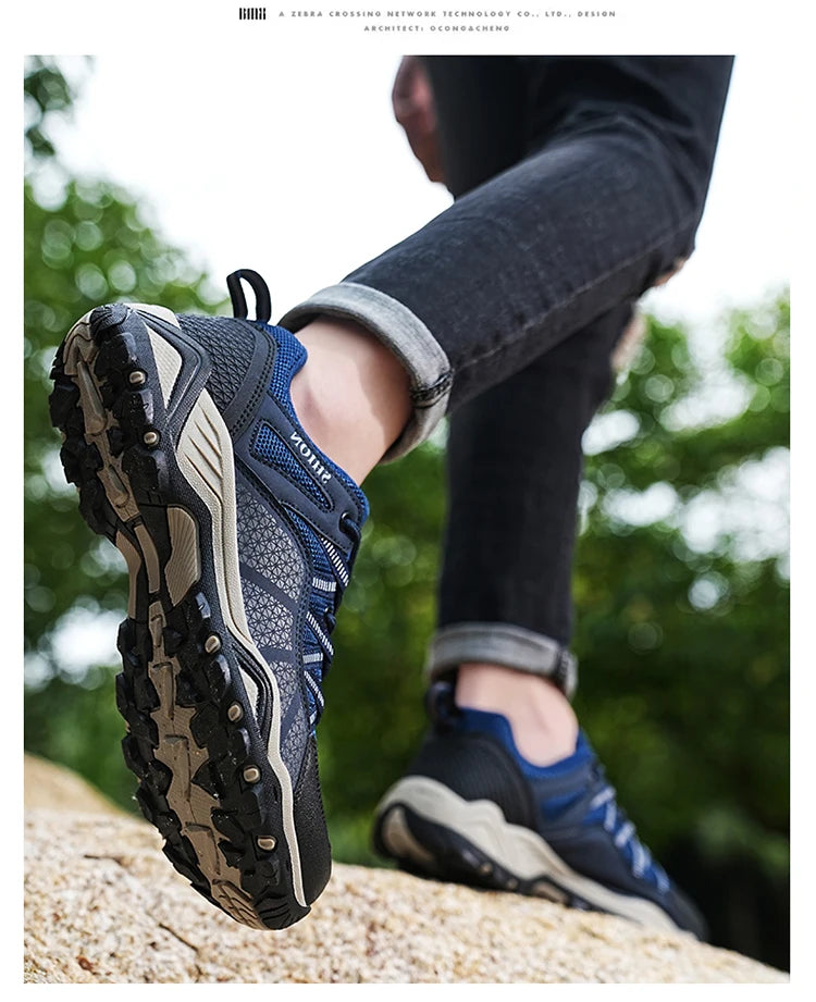 Brand Hiking Shoes Men Mesh Breathable Travel Shoe Outdoor Waterproof Hunting Fishing Shoes Mountain Off-Road Riding Sports Shoe