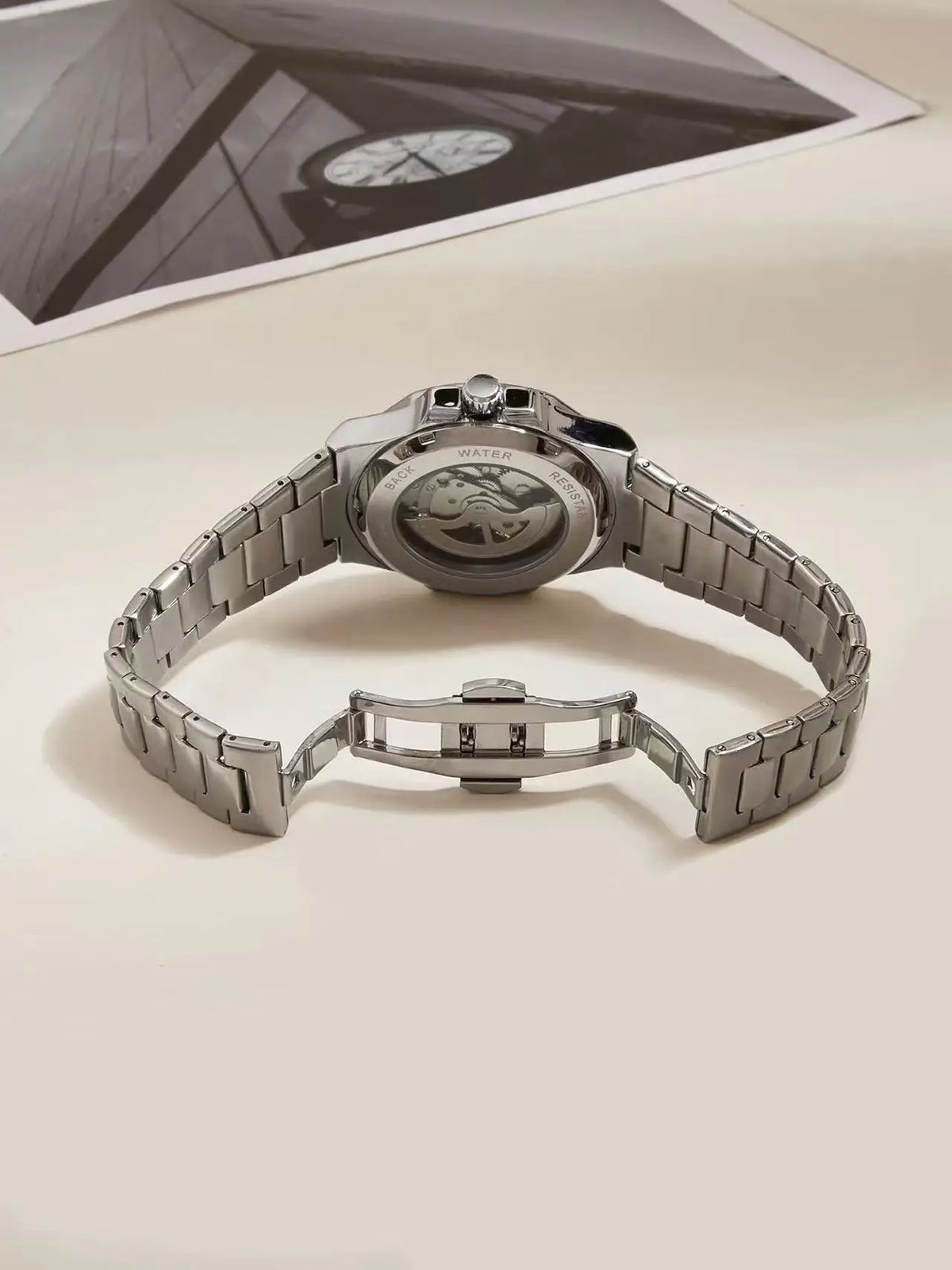 LONGLUX HOT SALE automatic mechanical men watch wholesale no logo waterproof skeleton business  stainless steel gift watch