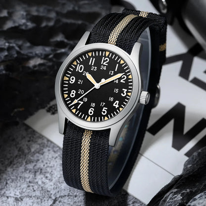 MILITREK 2026 New Military Retro Men'S VH31 Quartz Watch 37mm Sapphire Stainlesssteel 100m Waterproof C3 Luminous Reloj Hombre