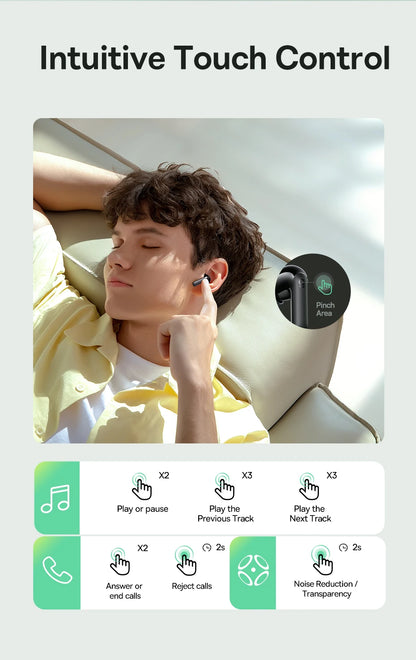 Baseus Bass EP10 NC True Wireless Earbuds Bluetooth 6.0 – ANC Noise Cancelling Earbuds with 4-Mic AI Clear Calls & 41H Playtime