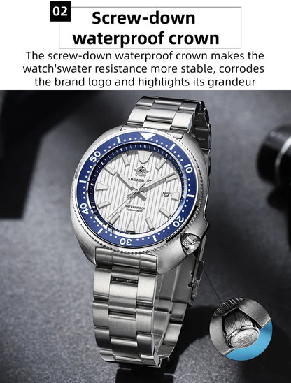 ADDIESDIVE Luxury Men's Watches Stainless Steel Sapphire Crystal Quartz Watch for Men Luminous 20Bar Waterproof NEW Wristwatches