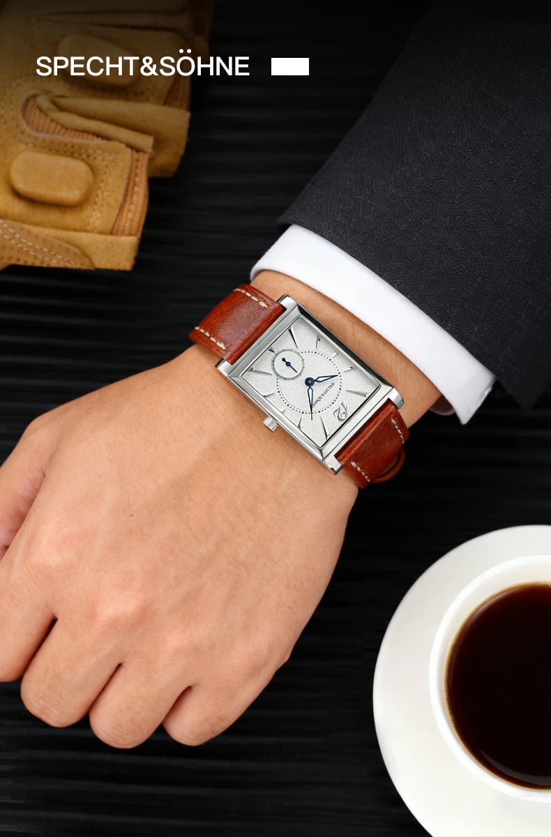 2025 New Fashion Specht & Söhne Square Watch Men's Watches Ultrathin Japan Movt Casual Men Watch Black Color Reloj Hombre 26MM