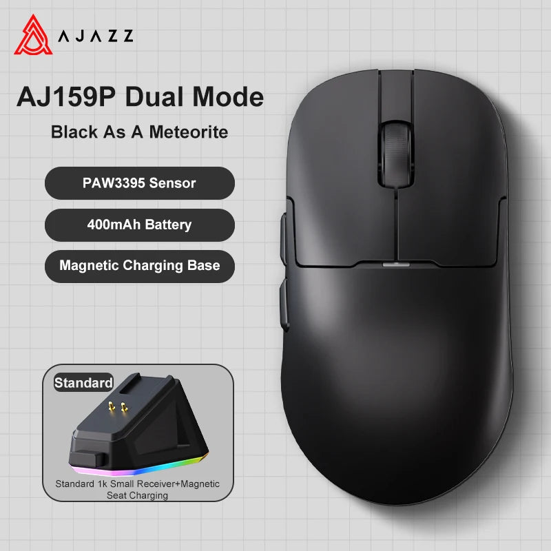 AJAZZ AJ159 APEX Wireless Gaming Mouse, Lightweight RGB Gaming Mouse with Magnetic Charging Dock, Bluetooth & 2.4GHz, Up to 30,000 DPI for PC & Laptop