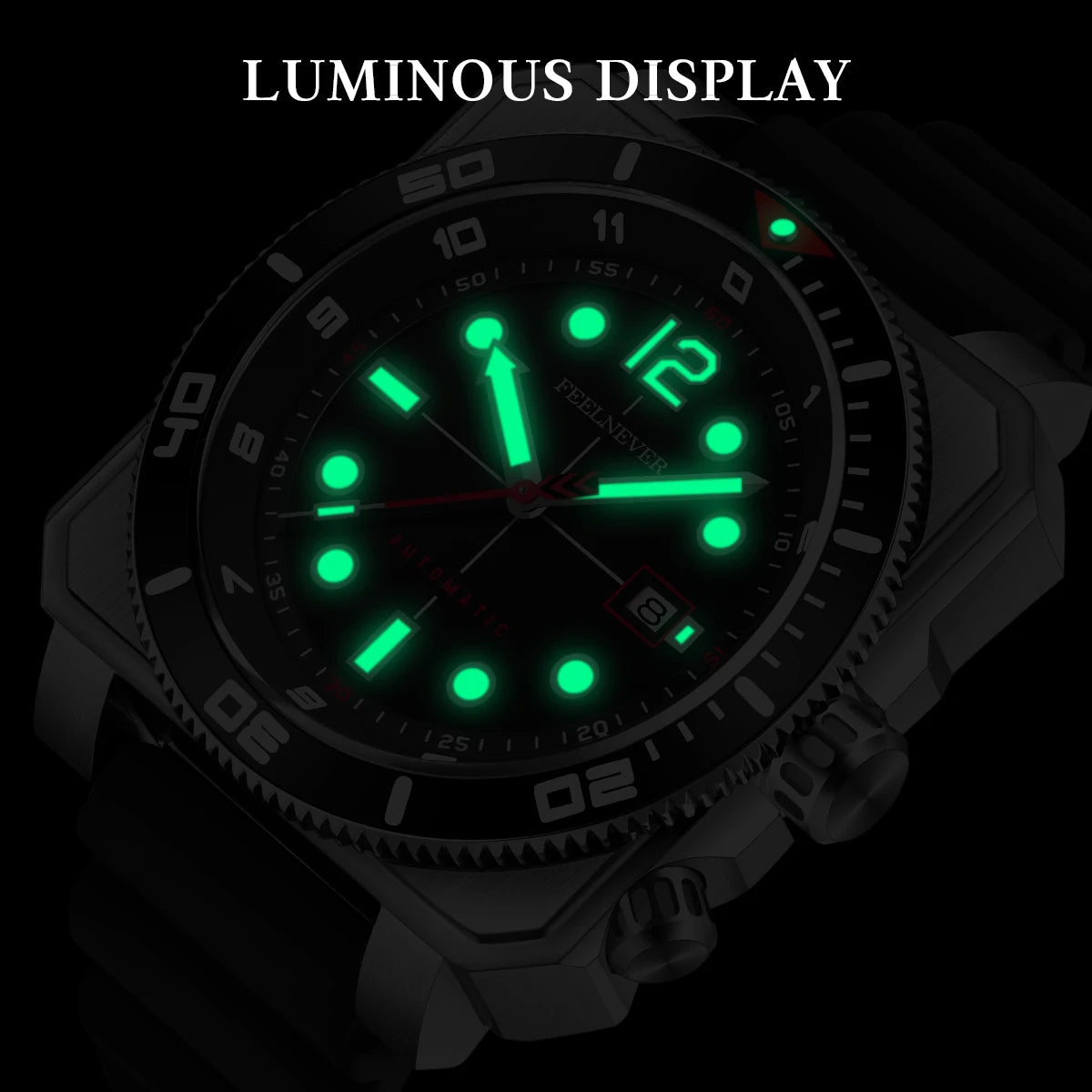 FeelNever 8215 Movement Automatic Dive Watch for Men Super Luminous 316 Steel Wristwatch Sapphire Sports Mechanical Male Watches