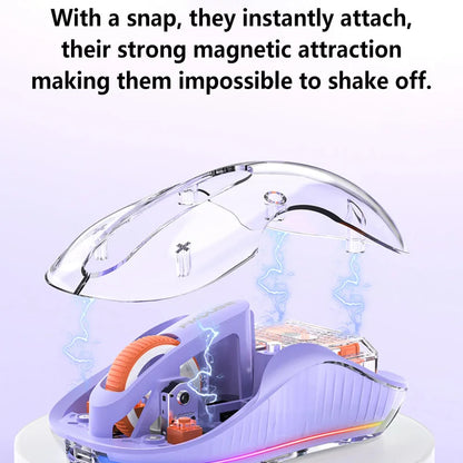 Lenovo Transparent Wireless Mouse Tri-Mode Bluetooth 2.4G Rechargeable RGB Breathing Light Mouse for Laptop PC Office