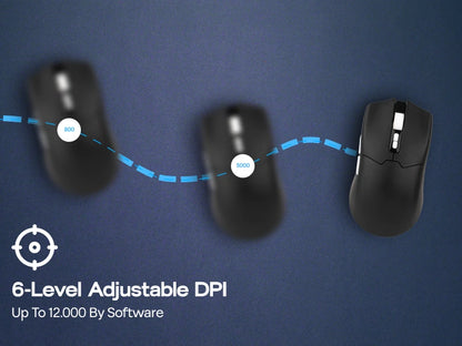 Mouse da gaming EPOMAKER Click Lite cablato/BT/wireless 2.4GHz con sensore PAW3311, da 800 a 24000 DPI e batteria da 500mAh per PC/Mac/Linux