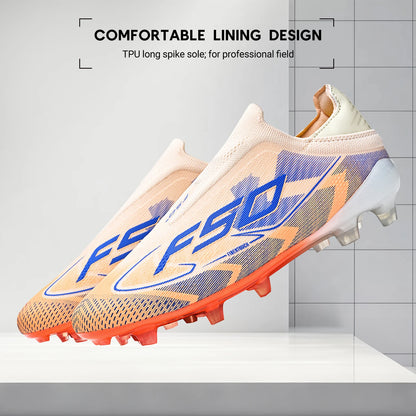 AG/FG Firm Ground Soccer Cleats for Men Women Kids Youth PU Fabric Rubber Sole Non-Slip Wear-Resistant Training Boots