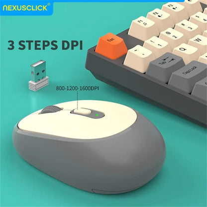 NexusClick Wireless Gaming Office Keyboard & Mouse Set Smart Power Saving Full Size 104 Keys 1600DPI Adjustable USB for Laptop PC