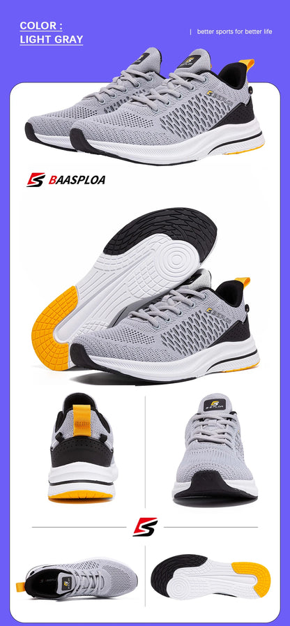 Baasploa Men Running Sneakers Brand Casual Lightweight Designer Mesh Jogging Shoes Male Breathable Lace-Up Sports Walking Shoes