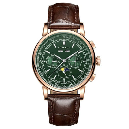 CORGEUT Automatic Mechanical Luxury Watches For Man Business Multification Date Day Month Year 316L Mechanical Men's Watches