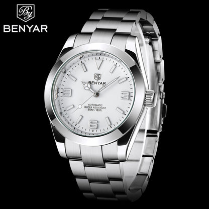 BENYAR 2025 New Men's Automatic Mechanical Watch Business Sports Luxury Men's Watches 50M Waterproof Clock Relogios Masculino