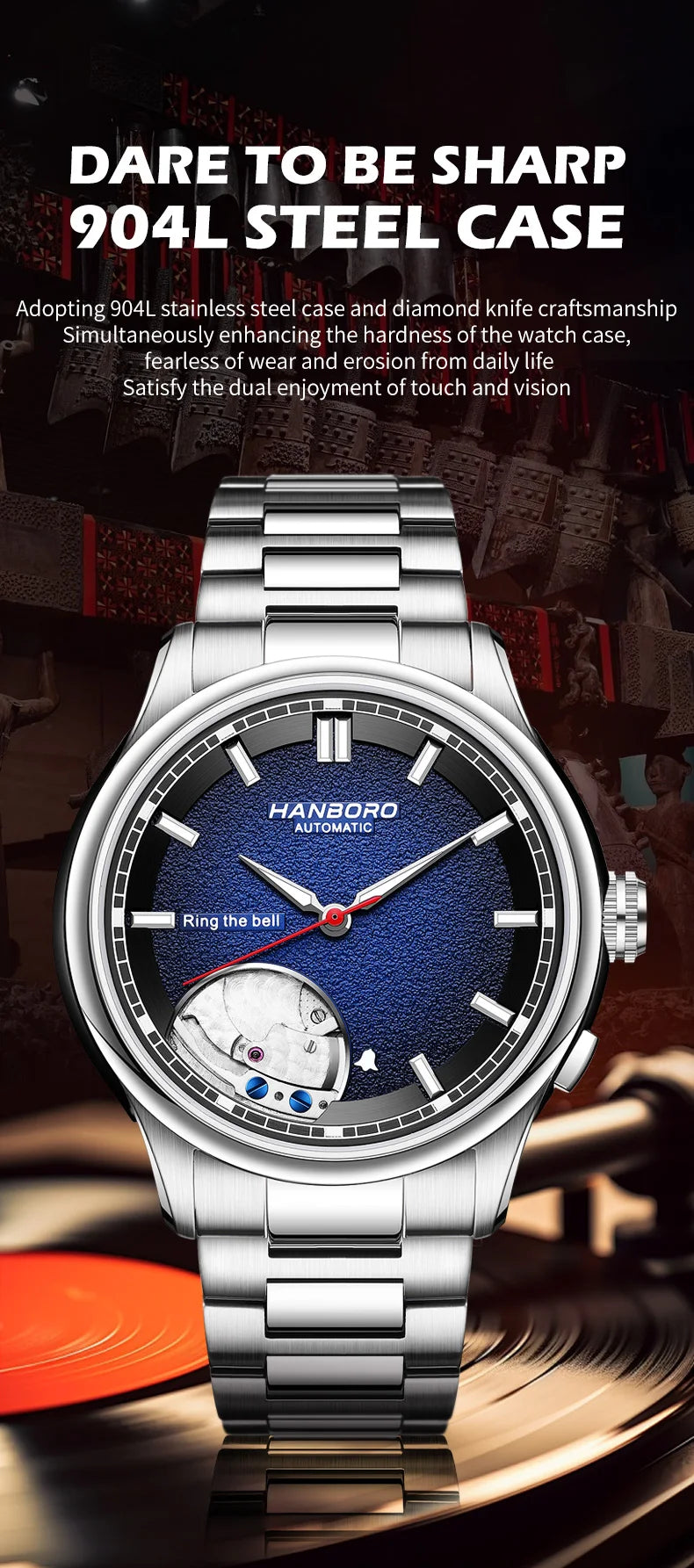 HANBORO Chime Series Modified Movement Men's Personalized Automatic Mechanical Watch