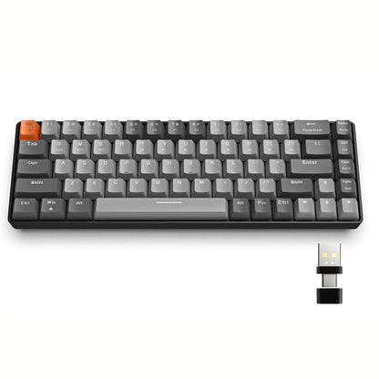RK68 60% Wireless Mechanical Keyboard, Bluetooth 5.0 & 2.4GHz Gaming Keyboard, 68-Key Compact Mechanical Keyboard with Dual-Mode Receiver for PC, Mac & Tablet