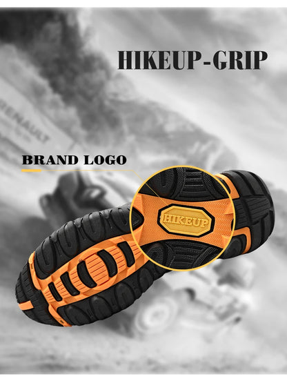 HIKEUP Celoroční pánské turistické boty pro outdoorové sporty z pravé kůže, odolné proti opotřebení, horolezecké boty s gumovou podrážkou, trekingové tenisky