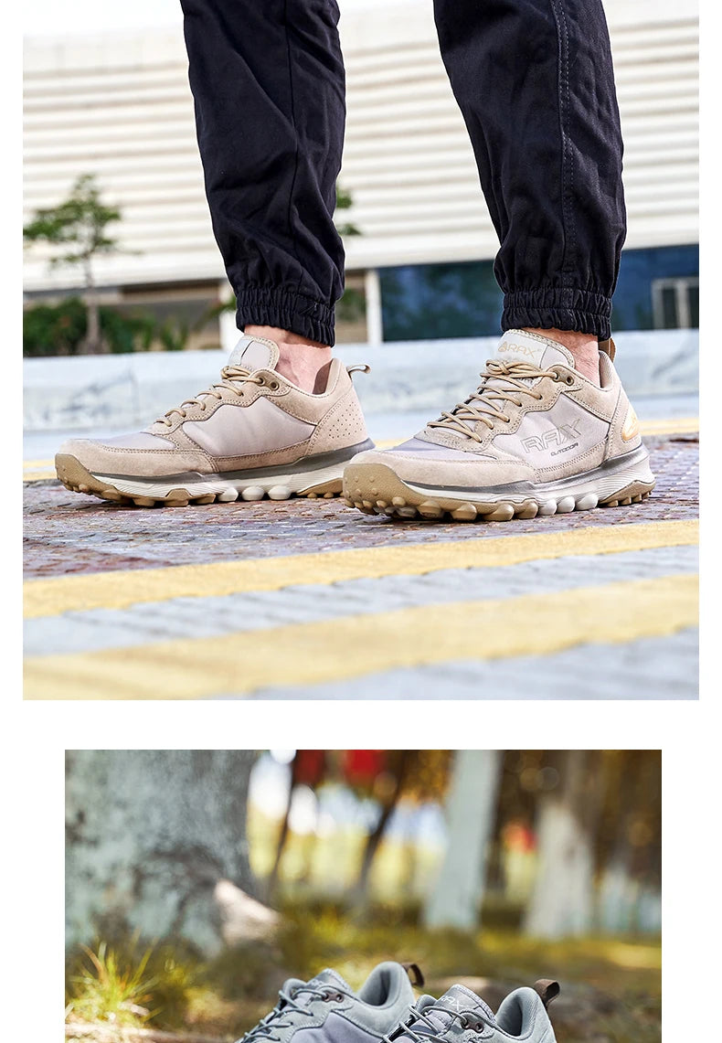 Rax Cowhide Hiking Shoes Men Outdoor Mountain Antiskid Climbing Sneakers wram Lightweight Trekking boots Sports casual shoes