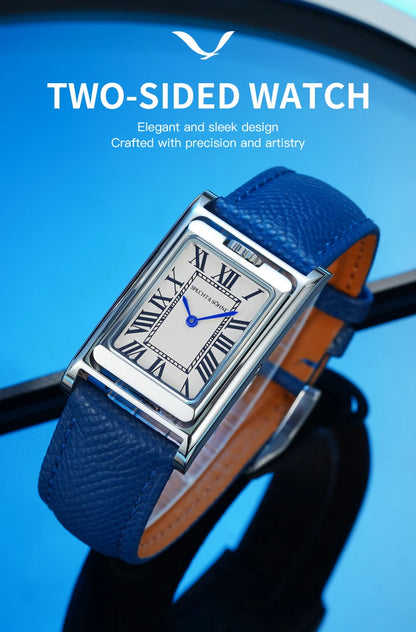 2025 New Specht & Söhne Double Face Square Watch For Men Sports Watches Overturn Stainless Steel Sapphire Crystal 50M Waterproof