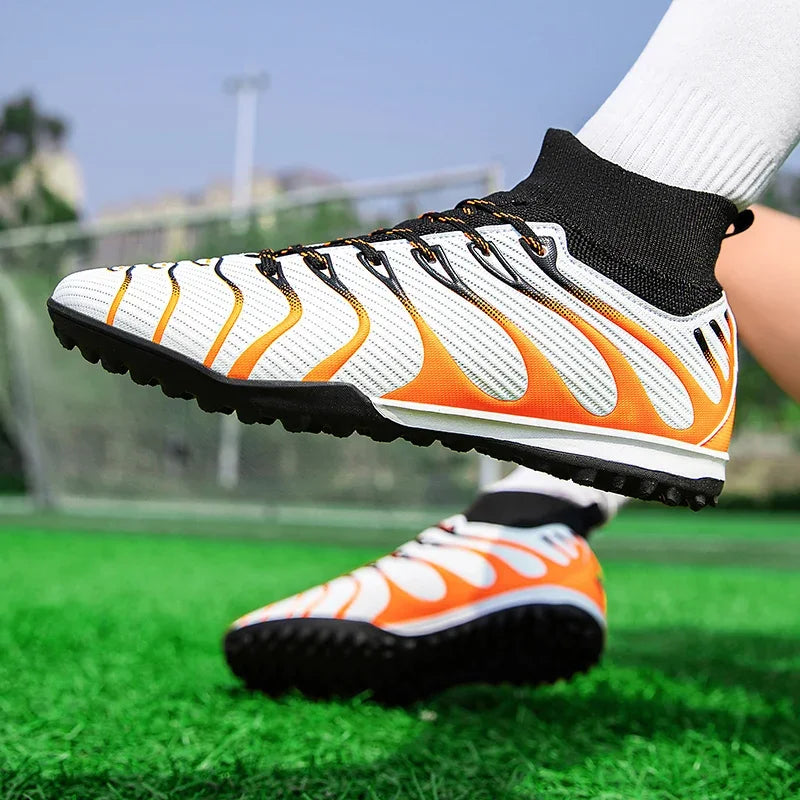 Men Soccer Shoes Sport FG/TF Outdoor Football Boots Training Boys Match Non Slip Long Spikes Cleats Indoor Futsal Comfortable