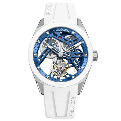AGELOCER Original Tourbillon Watch Ceramic Bezel Men's Vogue Luxury Skeleton Manual Mechanical Watch Birthday Gift for Men
