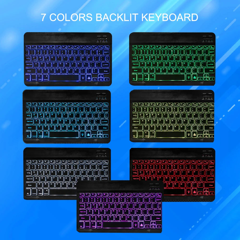 10inch Backlight Bluetooth Keyboard Mouse For IOS Android Windows,Backlit Keyboard For iPad,Wireless Teclado For Samsung Tablet