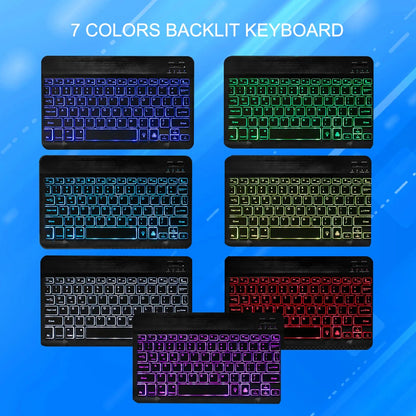 10inch Backlight Bluetooth Keyboard Mouse For IOS Android Windows,Backlit Keyboard For iPad,Wireless Teclado For Samsung Tablet