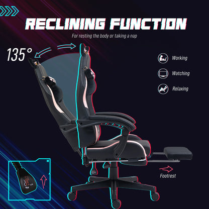 HOMCOM Gaming Chair with Adjustable Height Arms, Footrest, Reclining Backrest, Ergonomic Racing Style Office Chair for Gaming & Work