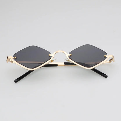 Fashion Small Polygonal Sunglasses Women Luxury Brand Metal Half Frame Sun Glasses Ladies Hipster sexy Cat Eye Shades Vintage