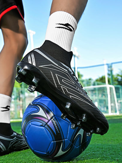 AG/FG Football Boots Unisex Kids Youth PU+Fabric Upper TPU Sole Anti-Slip Durable Outdoor Sports Pitch Training Shoes