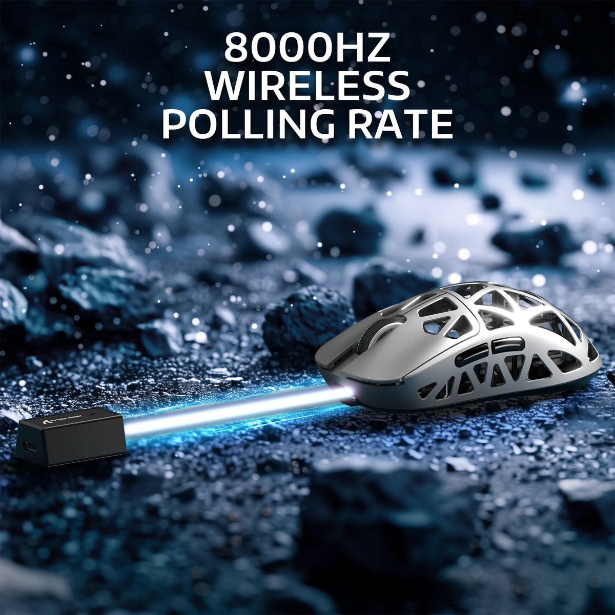 Ratón gaming ATTACK SHARK R2 de aleación de magnesio PAW3950, trimodo, 8000hz, 42000 DPI, ultraligero de 45g, microinterruptores de 100M clics