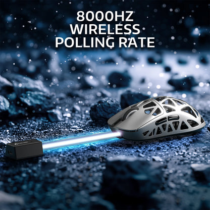Ratón gaming ATTACK SHARK R2 de aleación de magnesio PAW3950, trimodo, 8000hz, 42000 DPI, ultraligero de 45g, microinterruptores de 100M clics