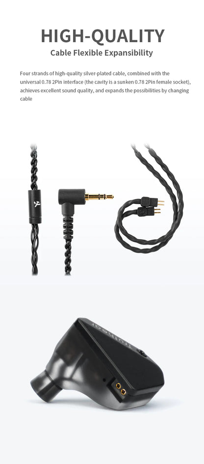 Truthear HEXA 1DD+3BA Hybrid Wired Earphones – High Fidelity In-Ear Monitor IEM Earbuds with 0.78 2Pin Silver-Plated Cable