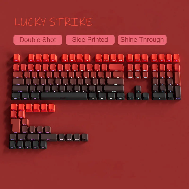OEM PBT Side Engraved Keycaps for Mechanical Keyboard, 136-Key Red & Black Gradient Keycaps for MX Switch 60/64/84/98/108 Gaming Mechanical Keyboard